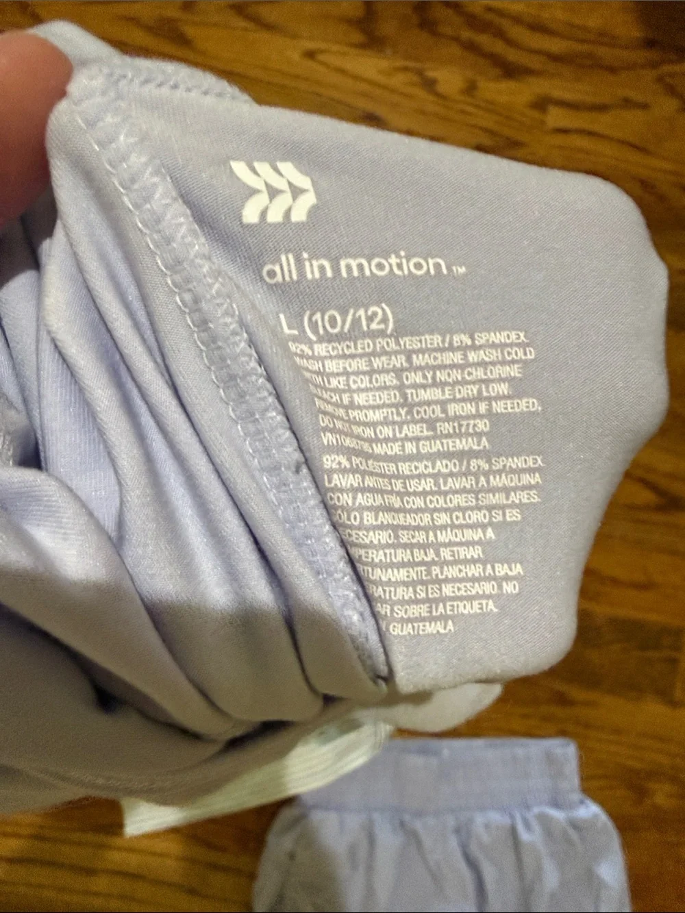 All in motion girls set of 2 tops, sweatshirt & 1 pair of lilac shorts large